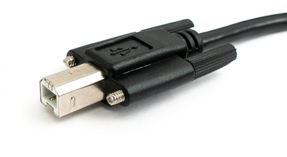SYSTEM-S USB 2.0 snúra, 3 m, karlkyns A í karlkyns B, skrúfuð, svört
