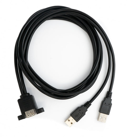 SYSTEM-S USB 2.0 Dual Port Kabel 150 cm Typ A Buchse zu Stecker Schraube Schwarz