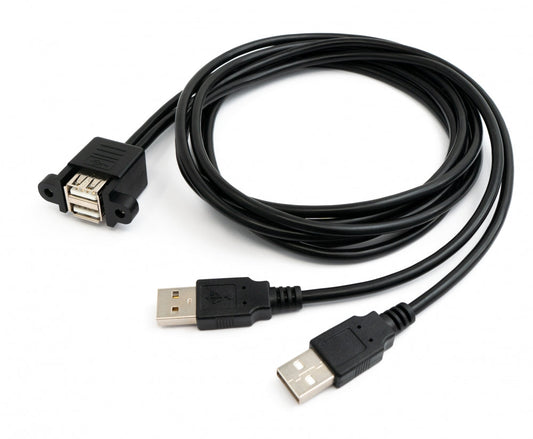 SYSTEM-S USB 2.0 Dual Port Kabel 150 cm Typ A Buchse zu Stecker Schraube Schwarz
