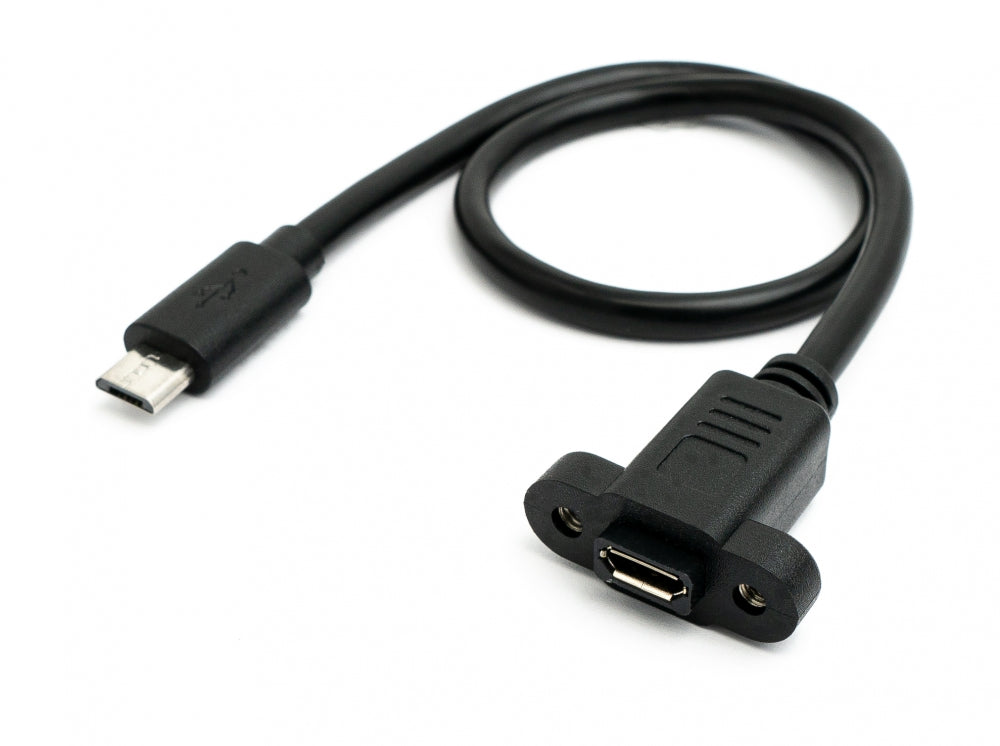 SYSTEM-S USB 2.0 snúra 30 cm Micro B karlkyns í kvenkyns skrúfusnúningur svartur