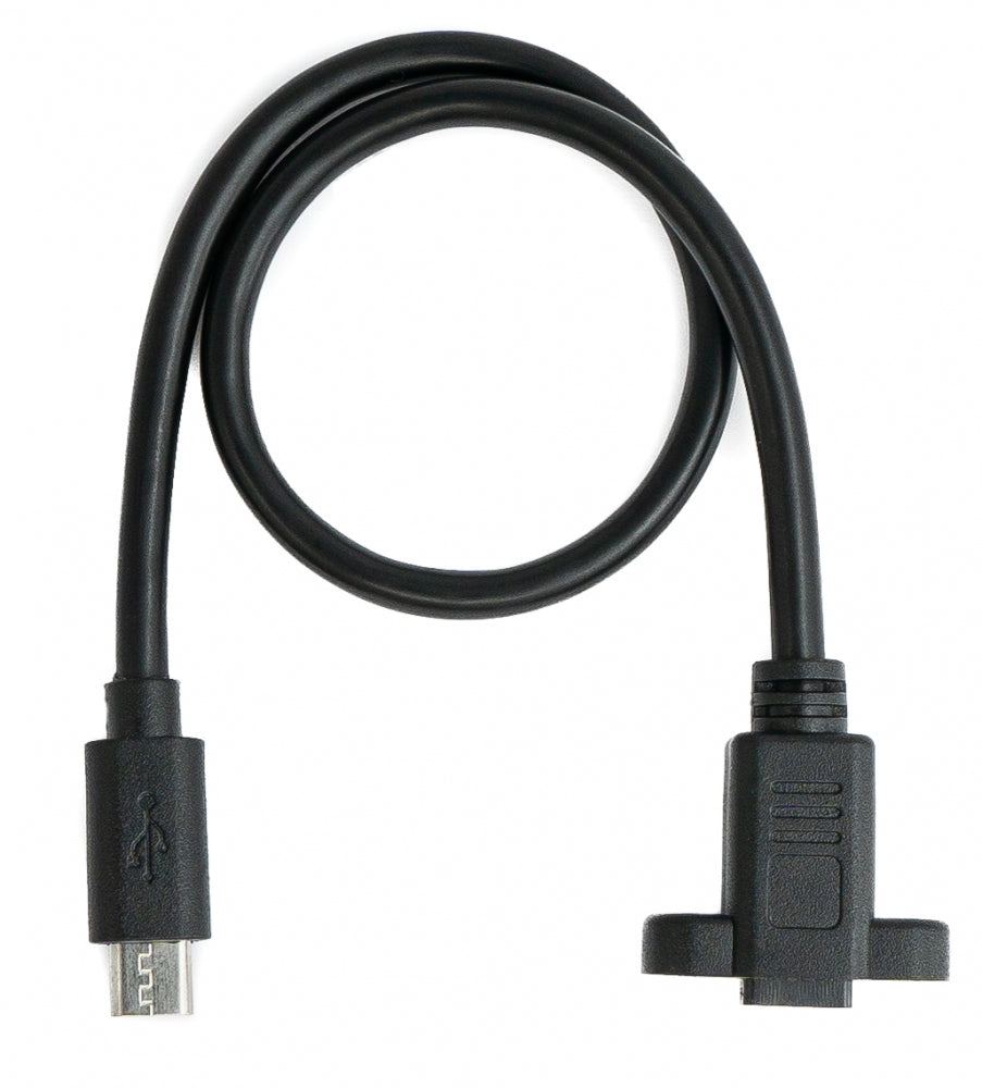 SYSTEM-S USB 2.0 snúra 30 cm Micro B karlkyns í kvenkyns skrúfusnúningur svartur