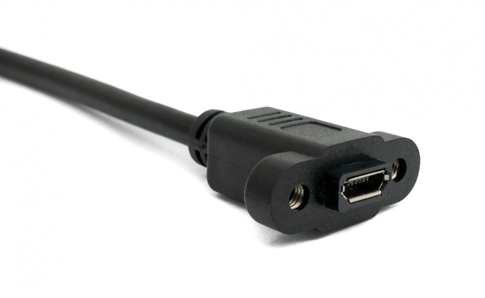 SYSTEM-S USB 2.0 snúra 30 cm Micro B karlkyns í kvenkyns skrúfusnúningur svartur