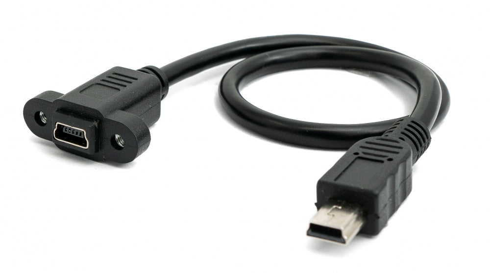 SYSTEM-S USB 2.0 Kabel 30 cm Mini Stecker zu Buchse Schraube in Schwarz