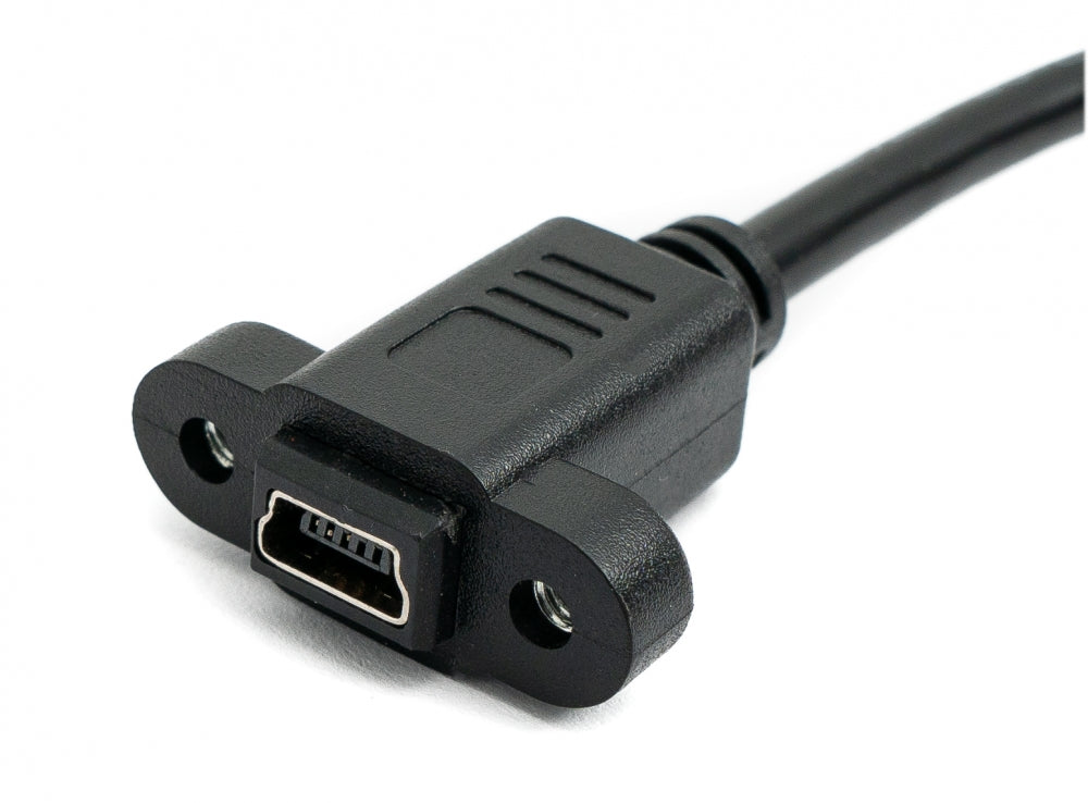 SYSTEM-S USB 2.0 Kabel 30 cm Mini Stecker zu Buchse Schraube in Schwarz