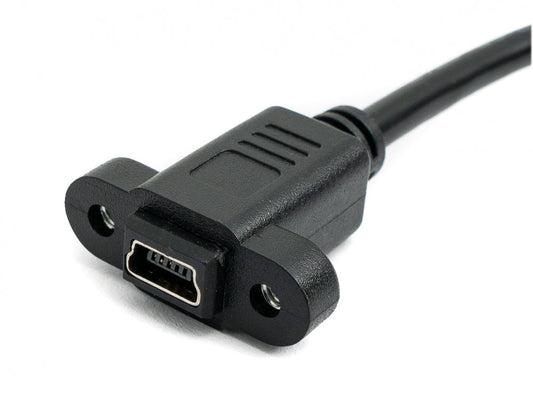SYSTEM-S USB 2.0 cable 30 cm mini plug to socket screw in black