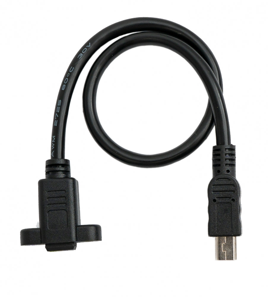 SYSTEM-S USB 2.0 Kabel 30 cm Mini Stecker zu Buchse Schraube in Schwarz