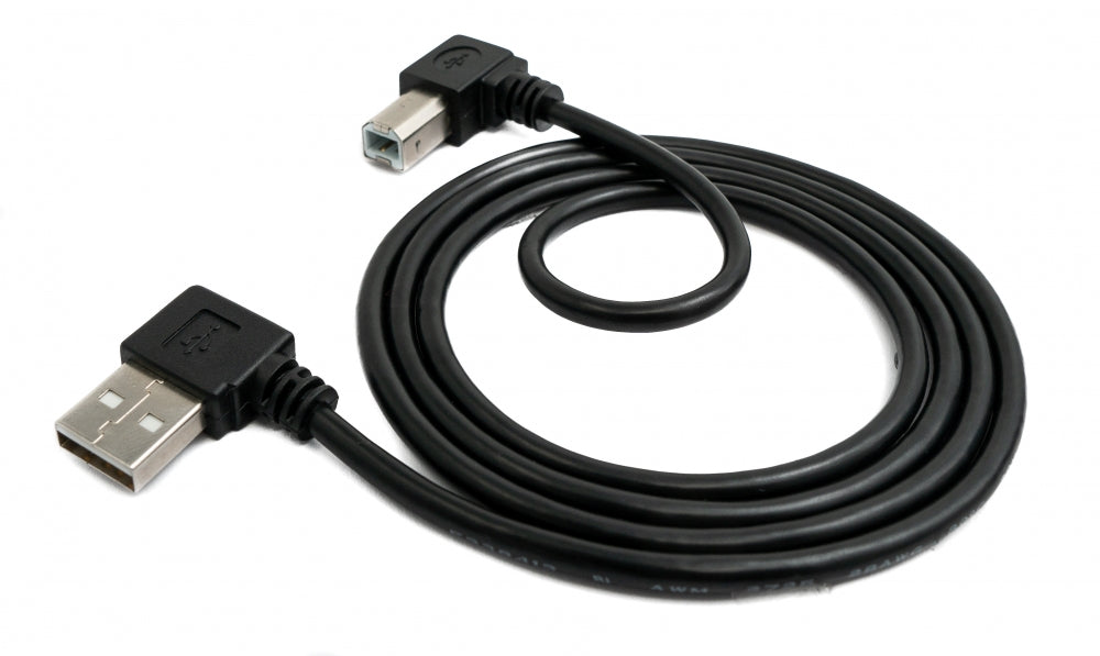 SYSTEM-S USB 2.0 snúra 50 cm af gerðinni A karlkyns í B karlkyns, vinklaður í svörtu