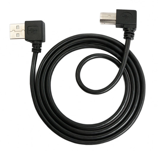 SYSTEM-S USB 2.0 snúra 50 cm af gerðinni A karlkyns í B karlkyns, vinklaður í svörtu