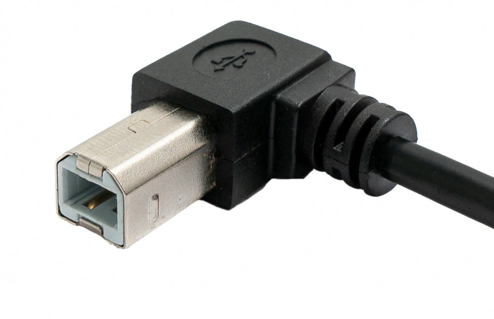 SYSTEM-S USB 2.0 snúra 50 cm af gerðinni A karlkyns í B karlkyns, vinklaður í svörtu