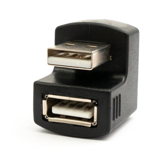SYSTEM-S 2x USB 2.0 180° millistykki af gerð A karlkyns í kvenkyns snúru í svörtu