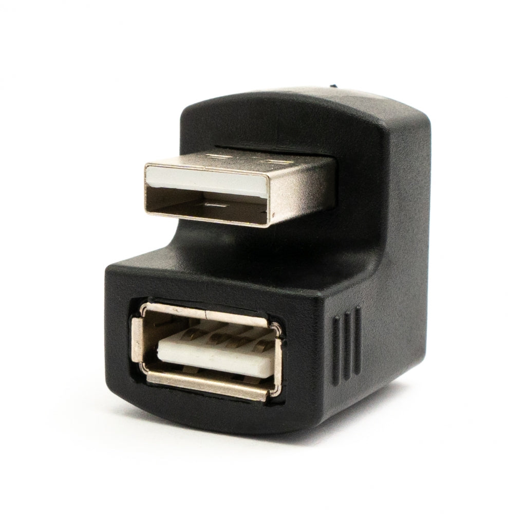 SYSTEM-S 2x USB 2.0 180° Adapter Type A Male to Female Cable in Black