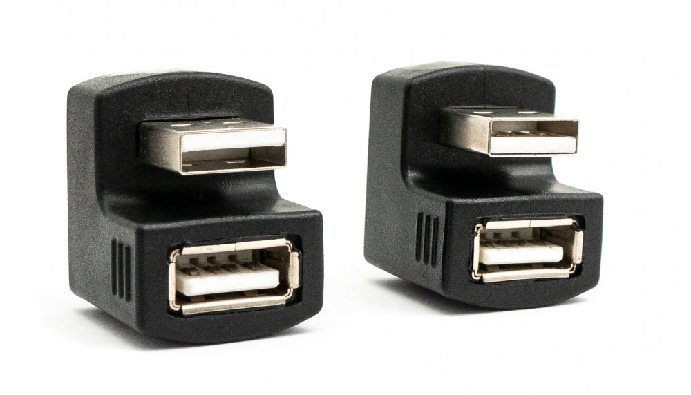 SYSTEM-S 2x USB 2.0 180° Adapter Type A Male to Female Cable in Black