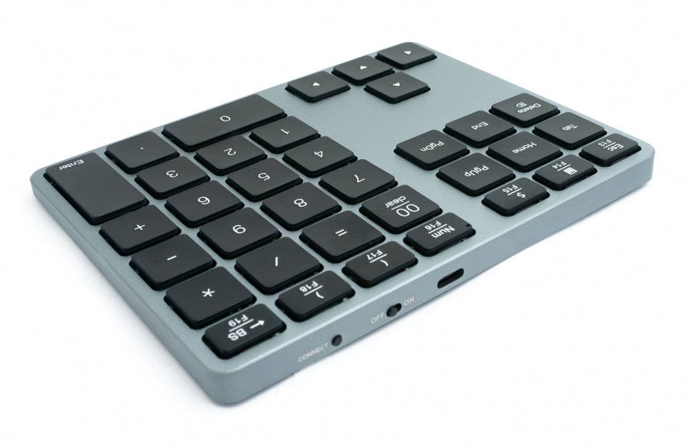 SYSTEM-S Numpad Bluetooth 3 2.4 GHz Ziffernblock Tastatur mit Akku USB in Grau