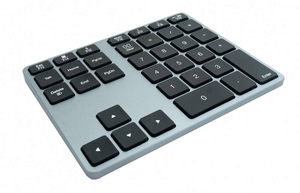 SYSTEM-S Numpad Bluetooth 3 2.4 GHz Ziffernblock Tastatur mit Akku USB in Grau