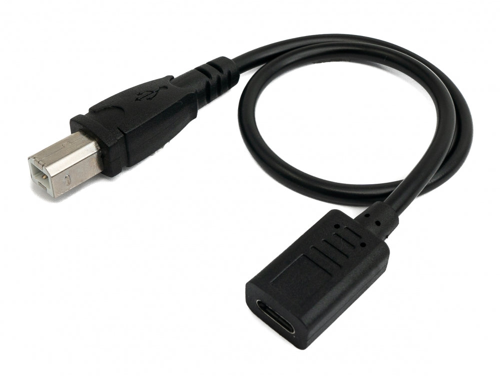 SYSTEM-S USB 3.1 cable 30 cm Type C female to 2.0 Type B male adapter in black