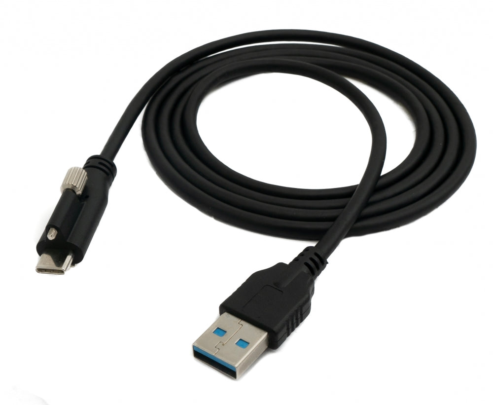 SYSTEM-S USB 3.1 cable 1.2 m Type C male to A male screw in black