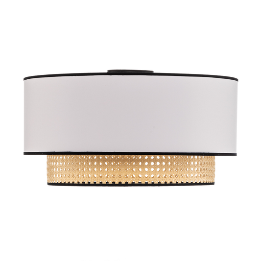 B-flokks loftljós Boho rotting textíl beige hvítt loftlampi lampi ljóspunktur