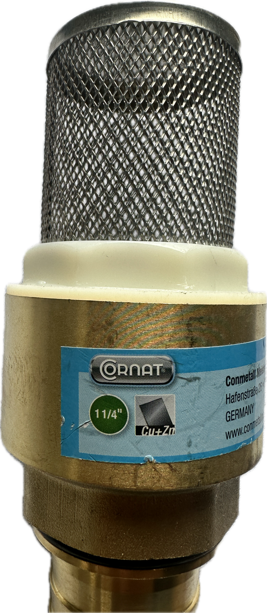 Cornat Rückschlagventil aus Messing Ansaugfilter 1 1/4“ Schläuche Saugkorb zum Filtern
