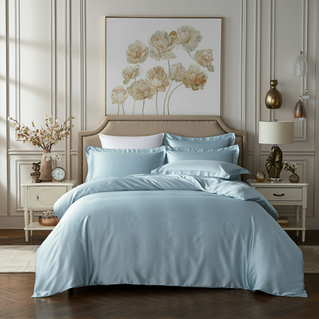 Charm bómullar satín rúmföt