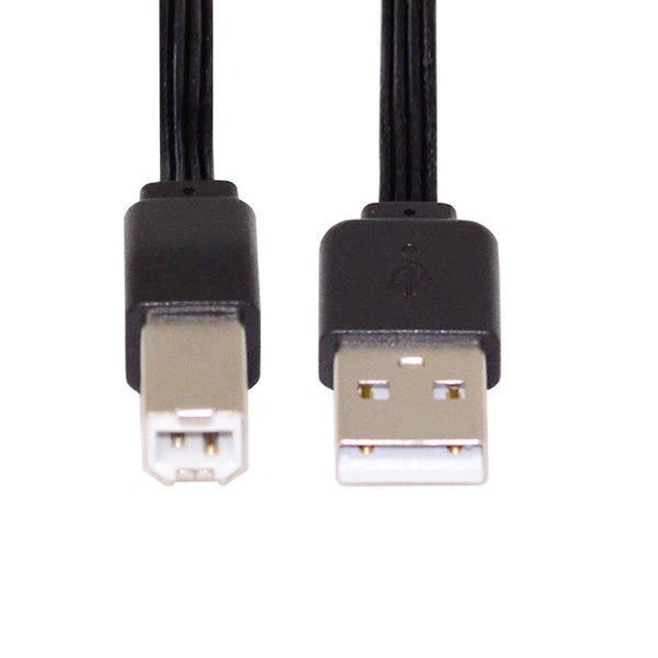 SYSTEM-S USB 2.0 snúra 13 cm karlkyns B í karlkyns A stutt flatt tengi í svörtu
