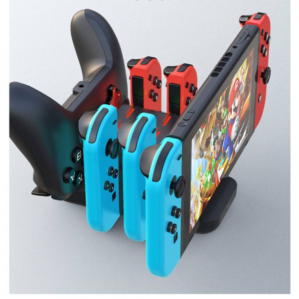 SYSTEM-S 6 í 1 USB 3.1 hleðslustöð fyrir Nintendo Switch Pro stýripinna Joy-Con snúru