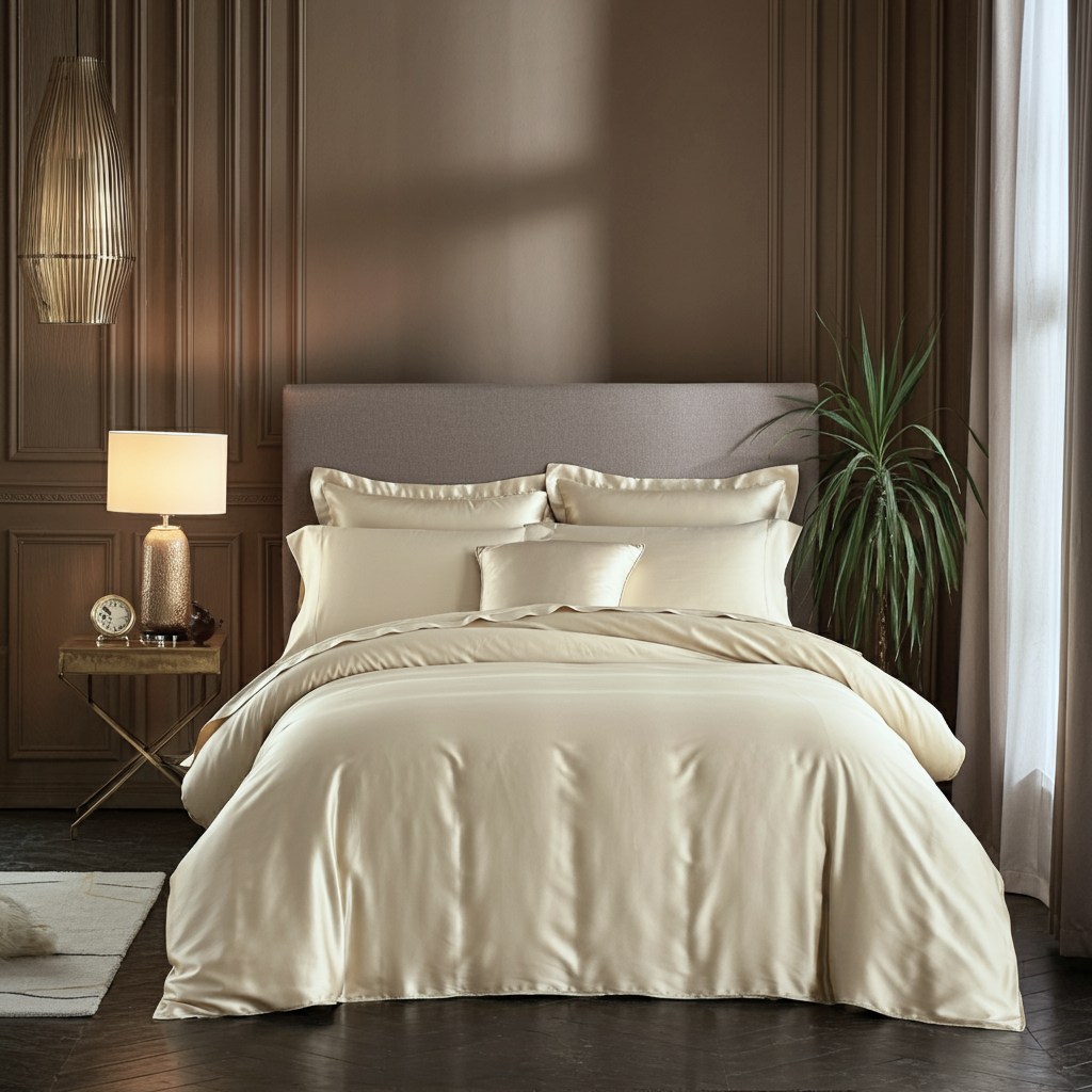 Sængurver úr bómullarsatíni, heillandi