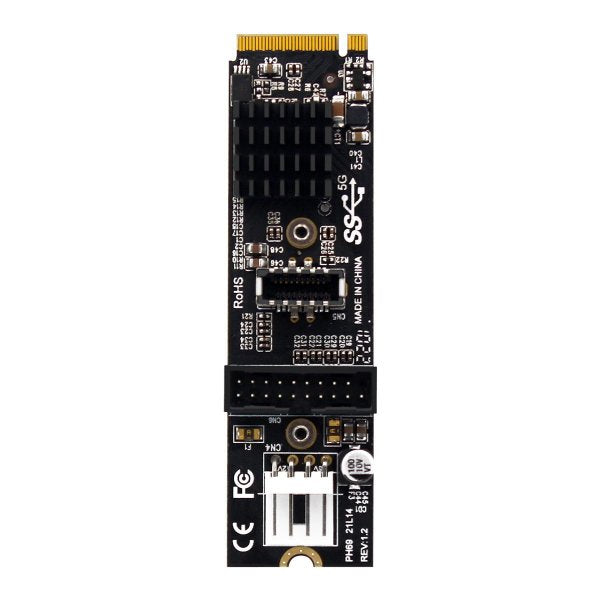 SYSTEM-S NVME snúra 20 cm M-lykill NGFF karlkyns í USB 3.1 & 2.0 framhliðartengi af gerðinni E kvenkyns
