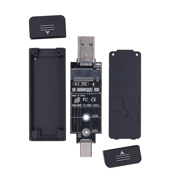 SYSTEM-S NVME M-lykill M.2 NGFF millistykki í USB 3.1 Type C og 2.0 Type A tengi fyrir SATA SSD