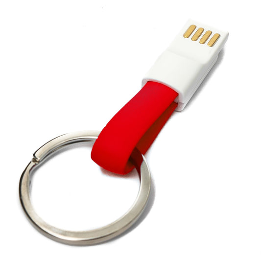 SYSTEM-S USB 3.1 lyklakippusnúra 10 cm Type C tengi í 2.0 Type A tengi í rauðu