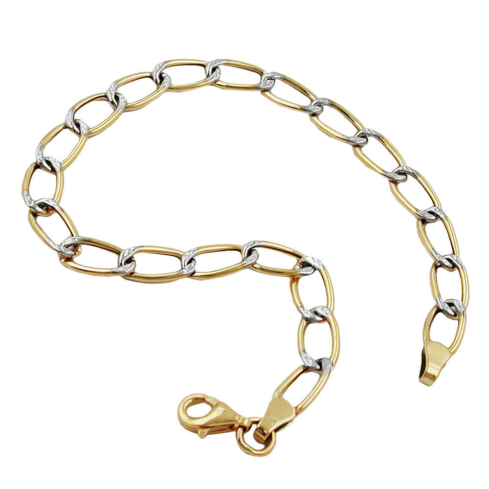 Armband 5,5 mm breitt tvílit brynja úr 9 karata gulli 19 cm