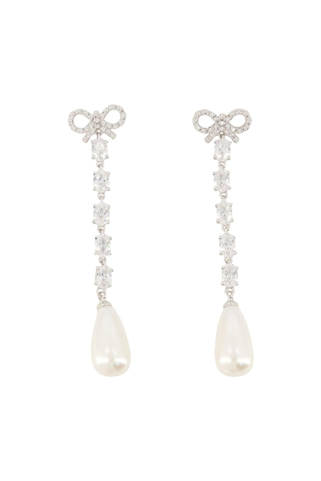 Bow Pearl Droplet Ohrringe - SELF PORTRAIT - Metall - Silber