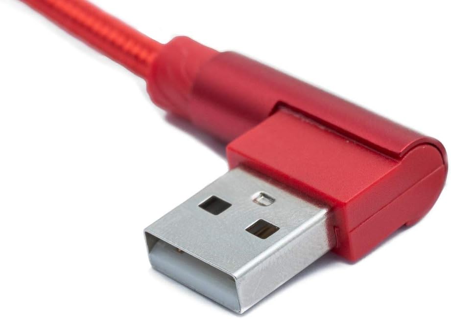 SYSTEM-S USB 2.0 Kabel 100 cm Micro Stecker zu 2.0 A Stecker Winkel geflochten in Rot