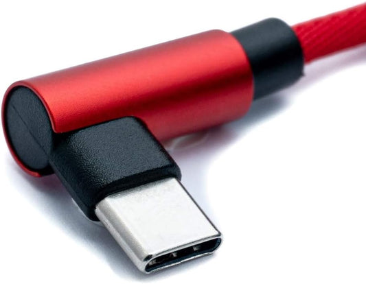 SYSTEM-S USB 3.1 cable 100 cm Type C plug to 2.0 A plug angle braided in red