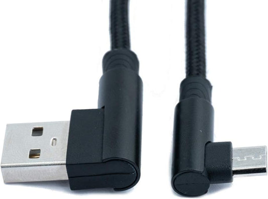 SYSTEM-S USB 2.0 cable 100 cm Micro plug to 2.0 A plug angled braided black