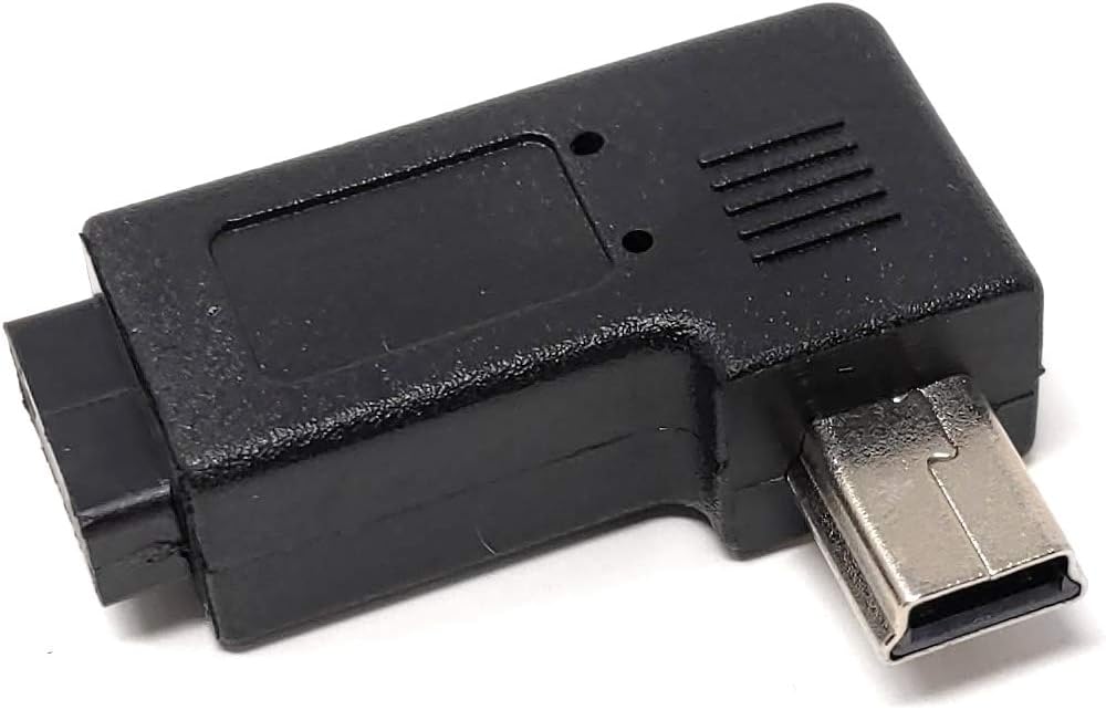 SYSTEM-S Micro USB tengi í Mini USB tengi, 90° gráðu hornrétt hornrétt tengi millistykki