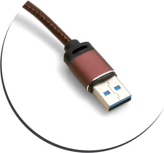 SYSTEM-S Micro USB to USB A 3.0 cable 100 cm leather look in brown