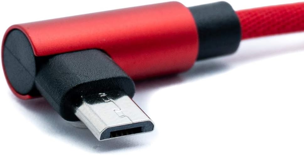 SYSTEM-S USB 2.0 Kabel 100 cm Micro Stecker zu 2.0 A Stecker Winkel geflochten in Rot