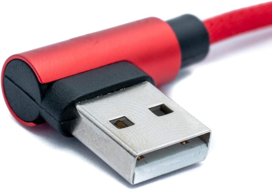 SYSTEM-S USB 3.1 Kabel 100 cm Typ C Stecker zu 2.0 A Stecker Winkel geflochten in Rot