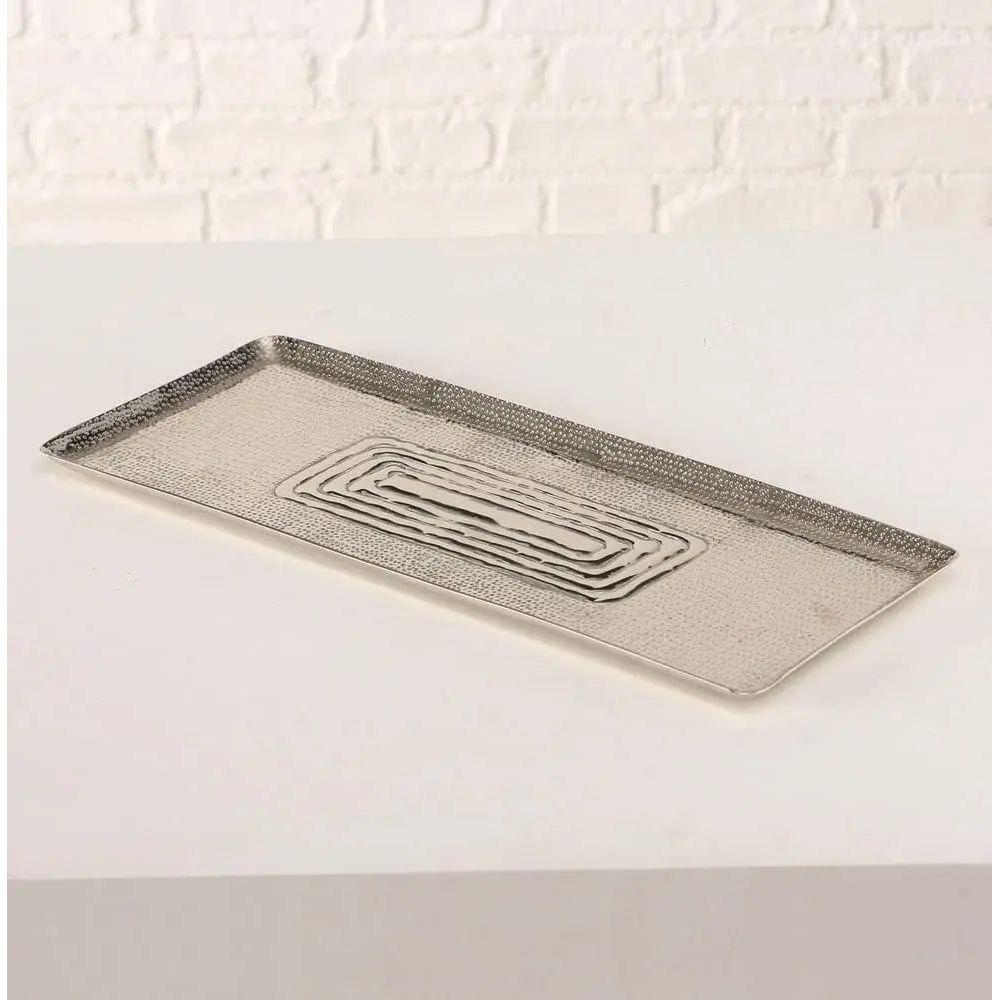 Tablett Dekotablett Dekoschale silber Metall Deko Kerzentablett 55 cm