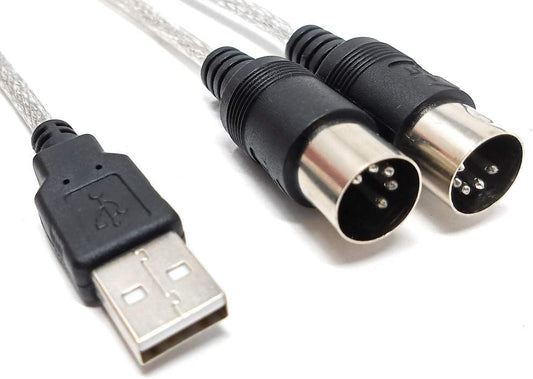 SYSTEM-S MIDI Interface SMA In and Out to USB 2.0 Audio Cable in Gray