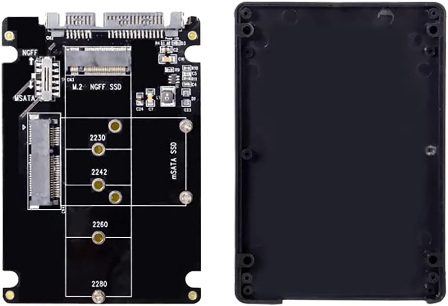 System-S SATA Y millistykki 3.0 í M.2 NGFF B-lykil og mSATA SSD með snúruhylki í svörtu