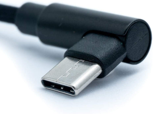 SYSTEM-S USB 3.1 snúra 100 cm Tegund C karlkyns í 2.0 A karlkyns vinklaður fléttaður svartur