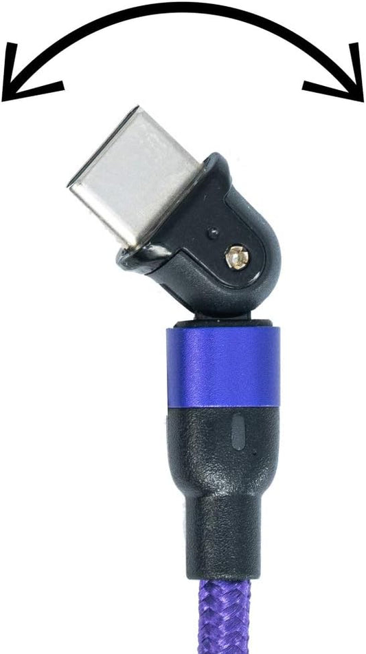 SYSTEM-S USB 3.1 snúra 1 m Tegund C karlkyns í 2.0 A kvenkyns 180° horn í fjólubláum lit.