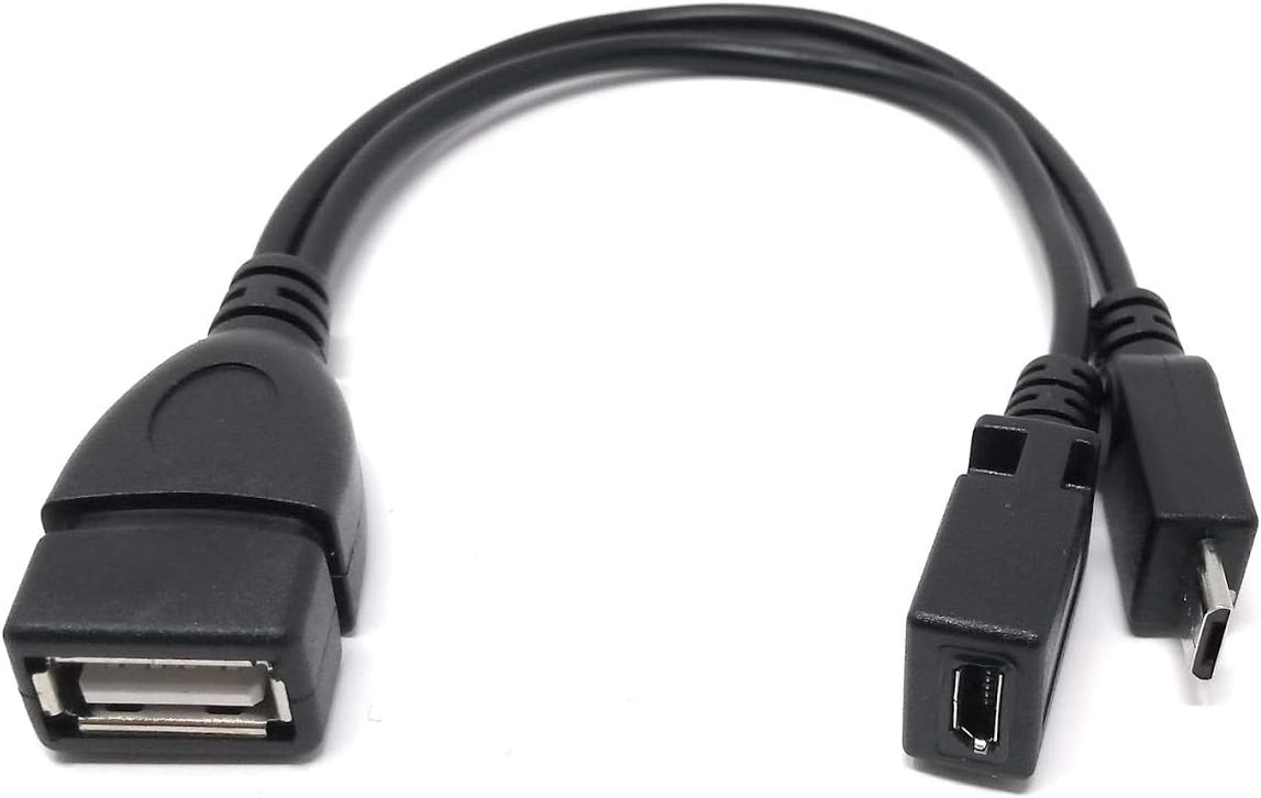 System-S USB 2.0 snúra af gerð A, kvenkyns tengi, með skiptingu í 2x Micro USB (1x karlkyns/1x kvenkyns) 19 cm