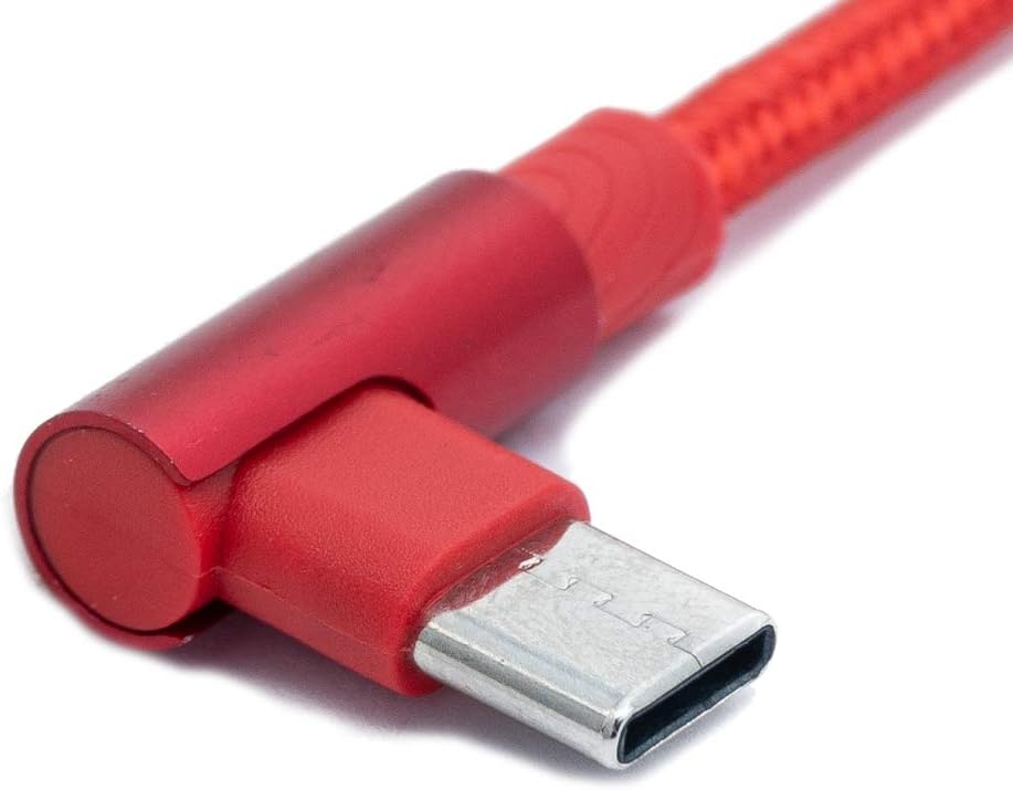 SYSTEM-S USB 3.1 snúra 100 cm Type C tengi í 2.0 A tengi, fléttuð í rauðu