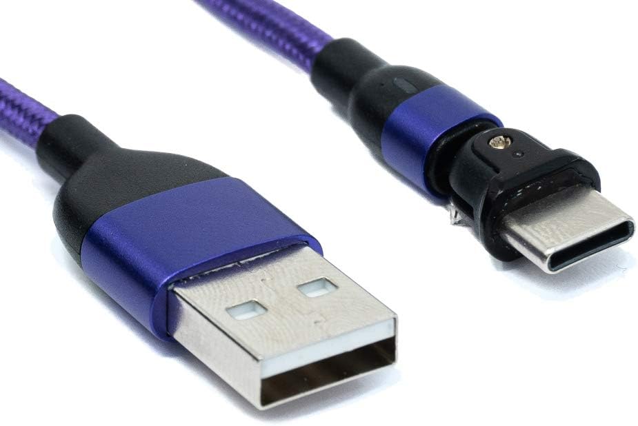 SYSTEM-S USB 3.1 snúra 1 m Tegund C karlkyns í 2.0 A kvenkyns 180° horn í fjólubláum lit.
