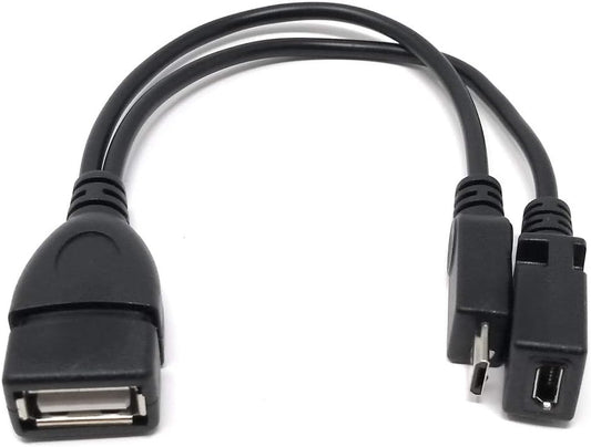 System-S USB 2.0 snúra af gerð A, kvenkyns tengi, með skiptingu í 2x Micro USB (1x karlkyns/1x kvenkyns) 19 cm