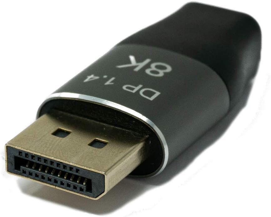 SYSTEM-S Mini Display Port Adapter 1.4 Stecker zu Display Port Stecker in Schwarz