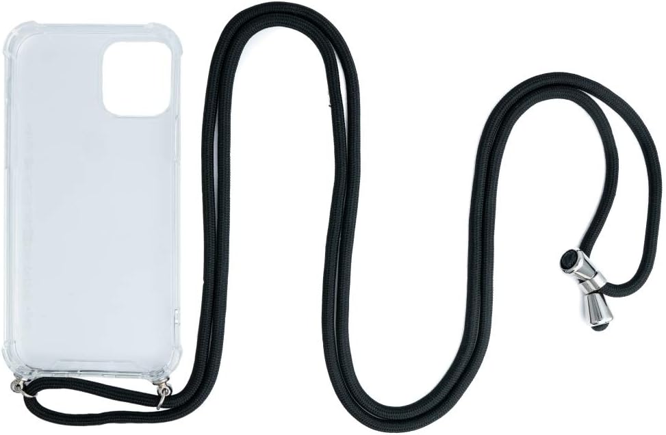 SYSTEM-S case with silicone strap in transparent protective case compatible with iPhone 12