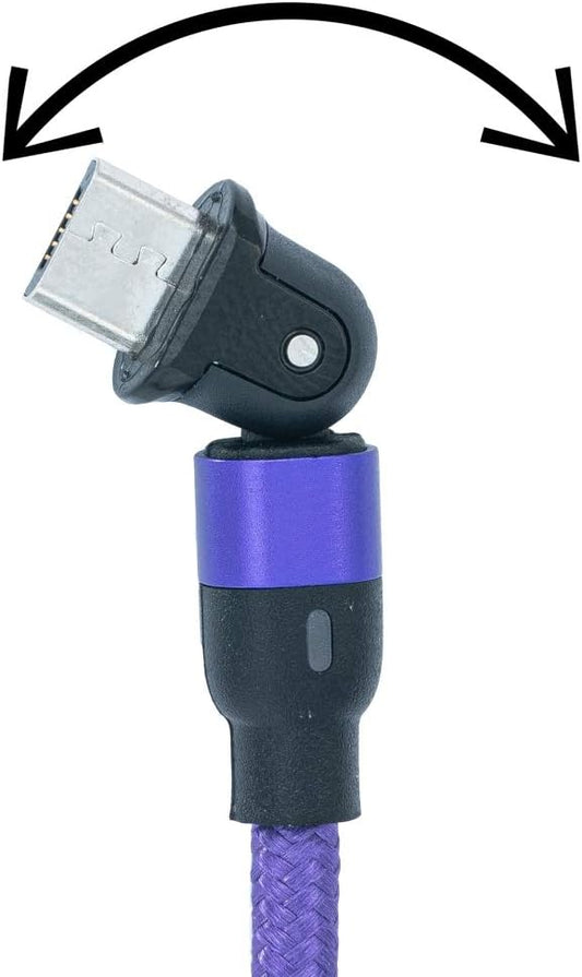 SYSTEM-S USB 2.0 snúra 1 m örtengi í 2.0 A tengil 180° horn í fjólubláum lit.